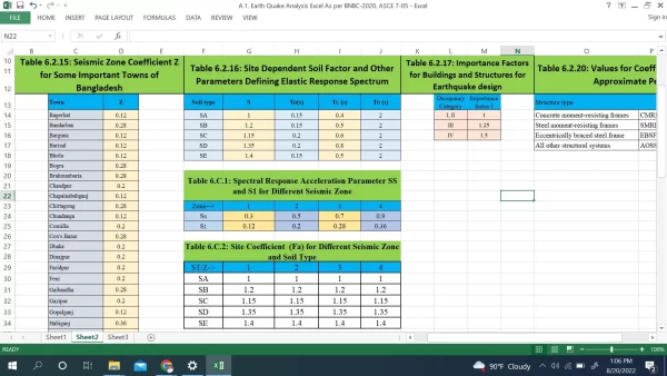 A1. Earth Quake Analysis Excel (BNBC-20, ASCE 7-05) - Image 4