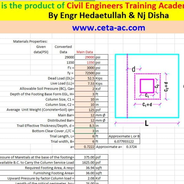 C10. Single Footing (Square) Design (USD)